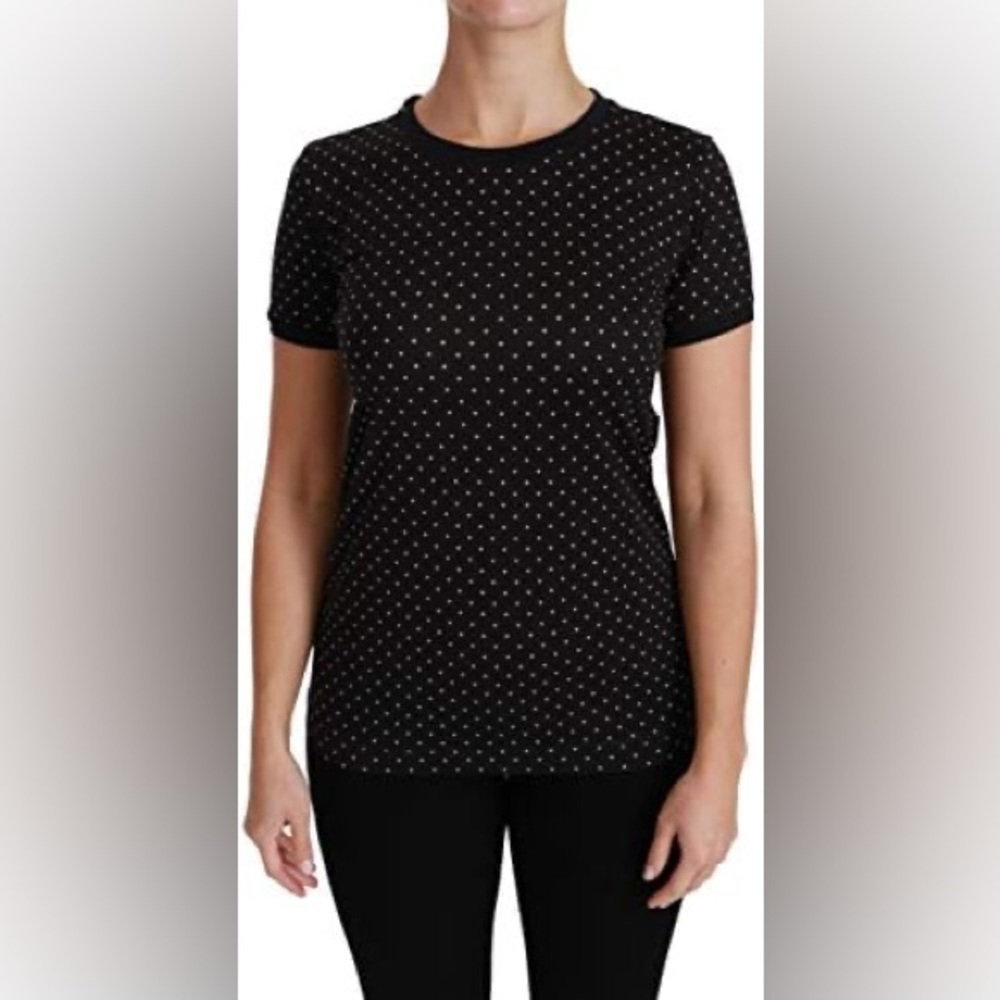 Dolce & Gabbana Black Polka Dot Cotton Tshirt size 40